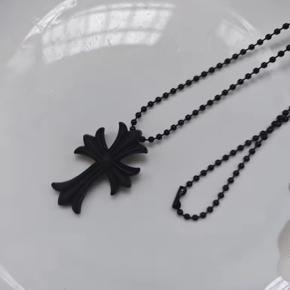 Chrome Heart Black Cross Pendant Necklace